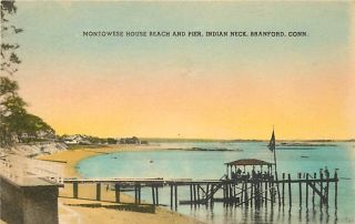 Ct Branford Indian Neck Montowese House Beach Pier mailed 1942 K19061 