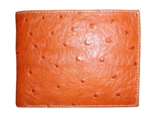 RFID Blocking Genuine Ostrich Leather Wallet Bifold Men