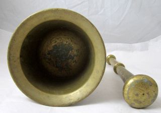 Antique Brass Mortar and Pestle Stamped 1914
