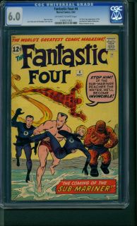 Fantastic Four 4 1962 CGC Graded 6 0 Sub Mariner Stan Lee Jack Kirby 