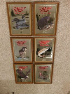 MILLER HIGH LIFE WILDLIFE BEER SIGNS MIRRORS FIRST 1ST SERIES SET OF 