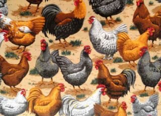    Rooster Chicken Farm country kitchen cotton fabric curtain Valance