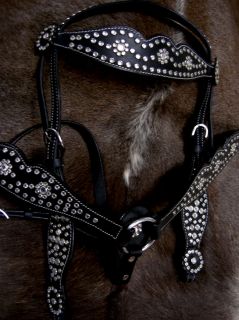 Horse Western Headstall Bridle Breast Collar Strap Leather Tack Set 