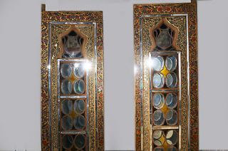 persian antique Qajar wood door miniature painting engraving embossed