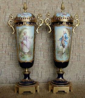 Antique French Sevres Porcelain Vases with stamp château des 