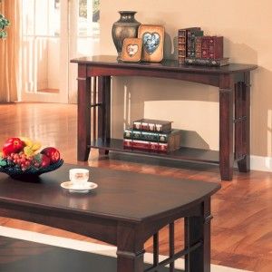 Brentwood Casual Hallway Console Sofa Table with Wood Top in Cherry 