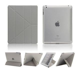 NEW IPAD 2 3 COVER GREY STAND CASE SMART LEATHER TRIPOD BACK