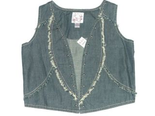 NEW CHILDRENS PLACE GIRLS SIZE 4 (XS) DENIM VEST W/OPEN FRONT & FRAYED 