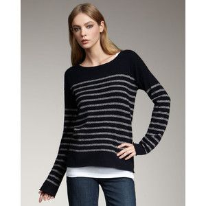 285 Vince Brenton Metallic Stripe Sweater Color Coastal Thunder Size 