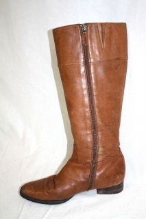Trendy Chaps Ralph Lauren Brown Leather Flat Knee High Boots Shoes 8 