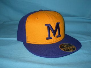 Milwaukee Brewers Braves M Yellow Blue Brim New Era Fitted Hat Cap 
