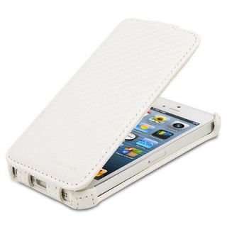   SHIFT Carbon Fiber Flip Leather Case for Apple iPhone 5 (White