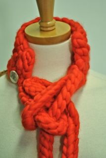Mischa Lampert Knitted Red Loop Neck Scarf One Size $150 Great Gift 