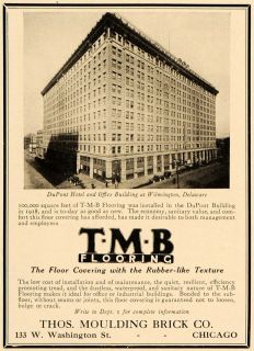 1921 Ad Thomas Moulding Brick Rubber Floors Dupont Hotel Wilmington 