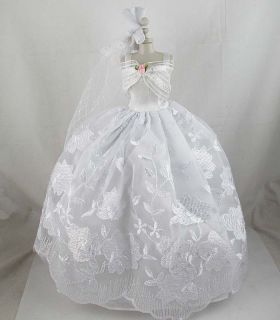 Fashion Style Handmade Wedding Clothes Dress Gown For Barbie Doll