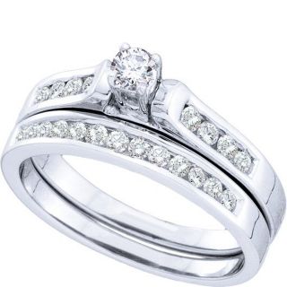 Diamond Bridal Wedding Set Ring 0 50 Ct Round Cut 14k White Gold 46760 