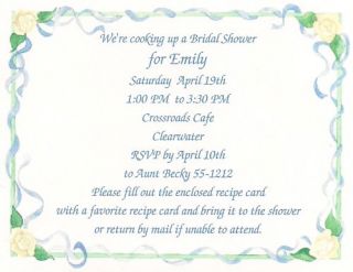 Bridal Shower Invitation Matching Recipe Card Custom