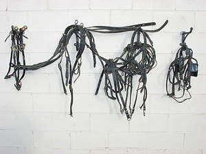 Mini Horse Team Buggy Harness With Lines Bridles