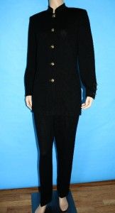   Knit Long Jacket Pants 2 PC Suit Black Gold Logo BTNS s M 4 6 8