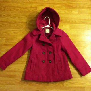 Girls Hot Pink Old Navy Peacoat with Hood Size M 8 Heavy Great Shape 
