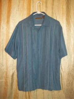 Blue Stitched Cubavera Charlie Sheen Camp Shirt L LG