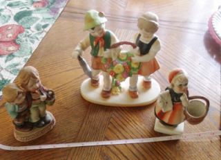 German Style Children Figurines Porcelain Mid Century