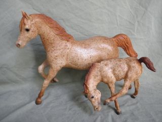 Breyer Red Roan Running Mare and Scratching Foal Set