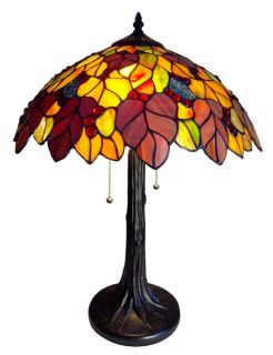 Handcrafted Wisteria Styled Tiffany Style Stained Glass Table Lamp w 
