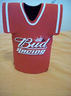Budweiser beer racing foam insulated Tshirt design bottle over wrap 