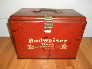    Vintage Anheuser Busch Budweiser Beer Metal Cooler Great Condition