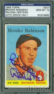 Brooks Robinson Signed Autographed 1958 Topps 307 PSA DNA 10 Gem Mint 