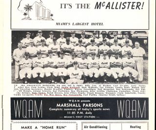 1952 Brooklyn Dodgers vs Washington Senators Official Exhibition 