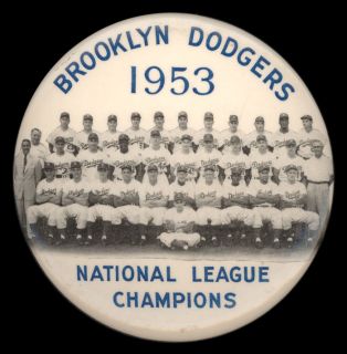 1953 Brooklyn Dodgers Pin Back Button National League Champions