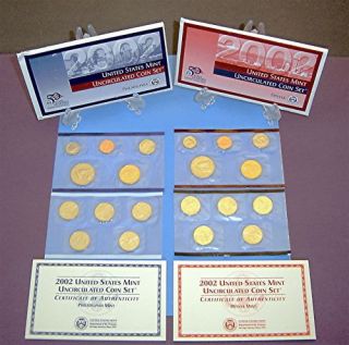 2002 P D Uncirculated 20 Coin Mint Sets