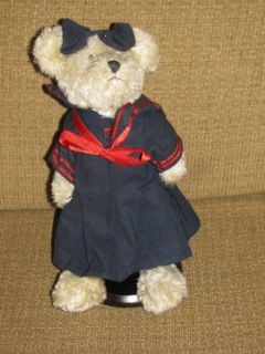 11 Boyds Bears Light Brown Bear in Blue Sailor Dress & Hair Bow Plush 