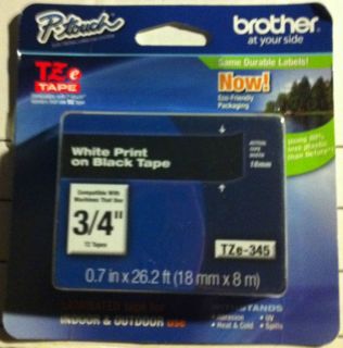 Brother P Touch TZe 345 White Print on Black TZ Label Tape 3 4 TZ345 0 