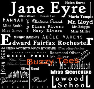 Jane Eyre T Shirt Jayne Eyre Character List Charlotte Bronte Small 5X 