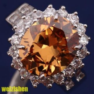10 12mm 18K Gold Filled Brown Morganite Gemstone Fashion Jewelry Rings 