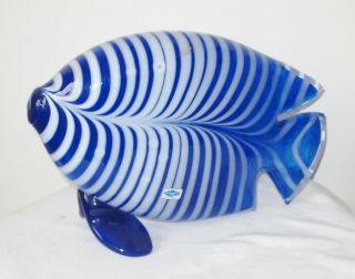 RARE Nuutajarvi hand blown art glass fish with label and signed