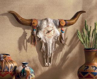 Southwestern Style Bulls Skull Wall Clock Americana
