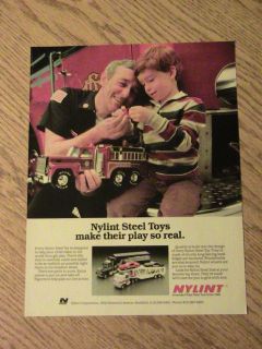 1984 NYLINT STEEL TOYS ADVERTISEMENT FIRE MAN TRUCK AD BOY PLAY CHILD