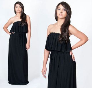 NEW Womens Elegant Black Strapless Sexy Party Evening Gown Long Maxi 