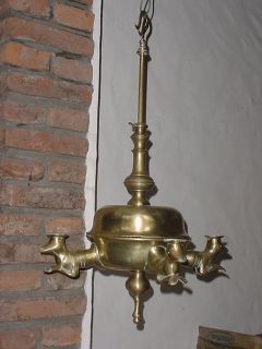 antq solid bronze hanging oil lamp 4 fonts 30 complete