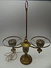 Antique Old Metal Brass Electric Working Table Lamp Light Fixture Dual 