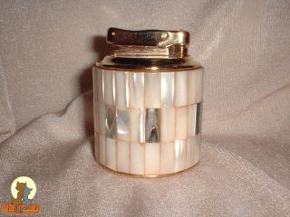 Vintage Colibri monoGAS Table Lighter with Genuine Mother Of Pearl and 