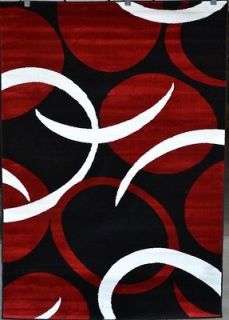 Red Black White Modern Contemporary area rugs Swirls Abstract New Age 