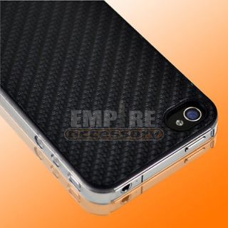   Carbon Fiber Case Cover Black 1pc Snap on for Apple iPhone 4 4S 4G