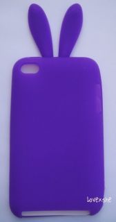 iPod Touch 4th Gen Soft Silicone Rubber Skin Case Cover Purple Bunny 