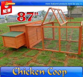 New Wood Chicken Coop Rabbit Hen House Nest Huge Run Backyard Poultry 