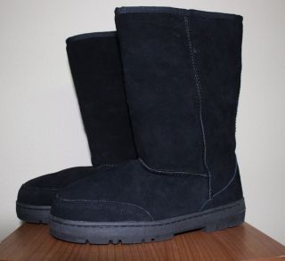 Brumby Bearpaw Shearling Sheepskin Black Boots New 835 Size 7 Lug Sole 